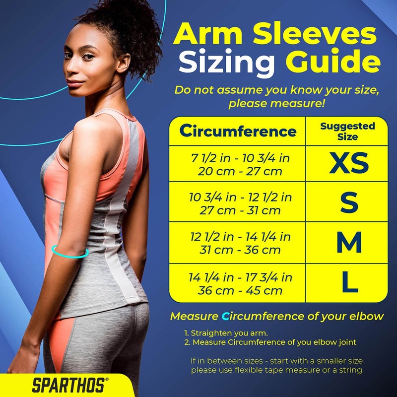 Sparthos Arm Compression Sleeve - Elbow Brace for Recovery, Support for Athletic Sports Running Tennis Baseball Lifting Football Gym Fit Shooting Weightlifting Golf - for Men and Women (Black-XS) - Image 5